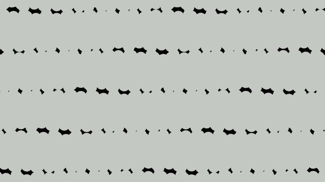 Abstract seamless pattern with small black shapes arranged in horizontal lines on a bright green background 4K Motion video