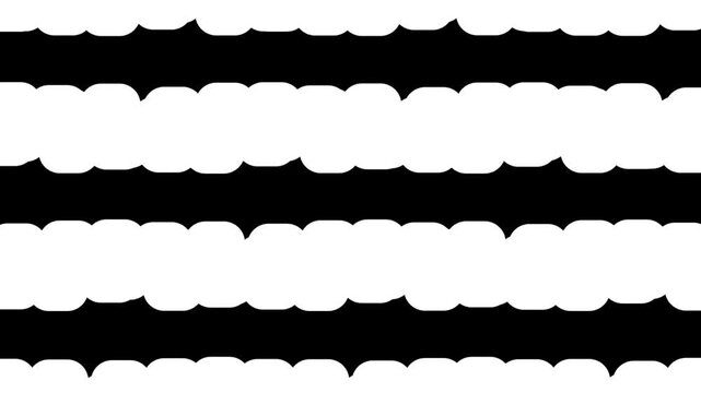 Abstract seamless pattern with horizontal wavy white stripes on a black background 4K Motion video