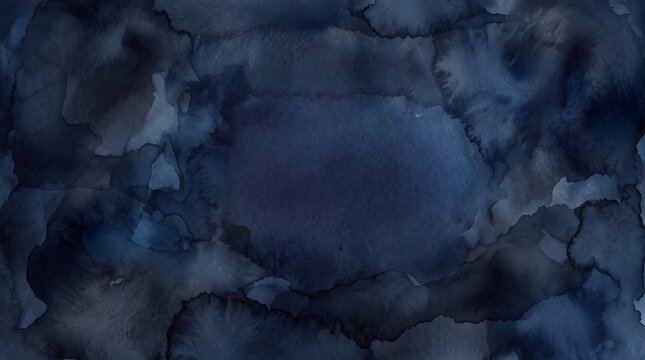 A serene watercolor scene depicting a dark blue cloudy sky with silver gray tones for a peaceful atmosphere in 2024.