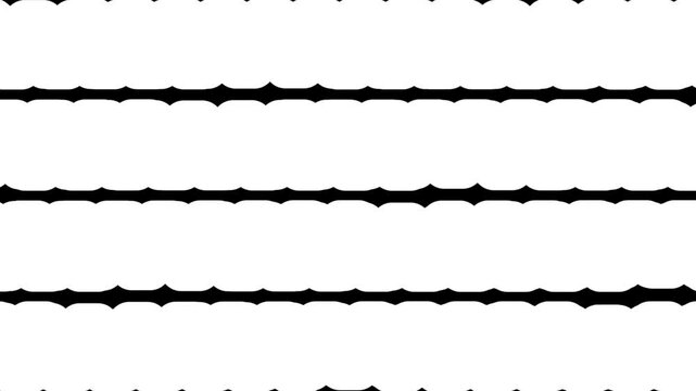 Black horizontal wavy lines pattern with a rough hand drawn texture on a simple graphic design background 4K Motion video