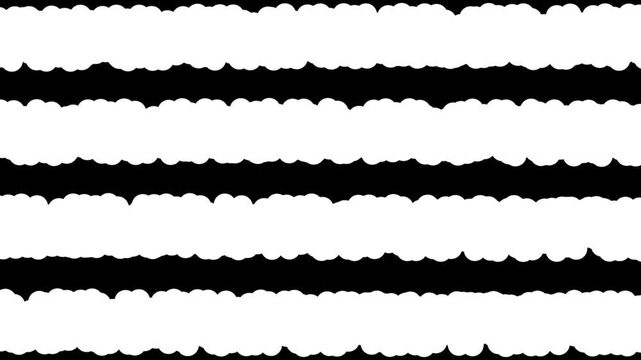 Seamless pattern with hand drawn thick horizontal wavy white lines on a black background 4K Motion video