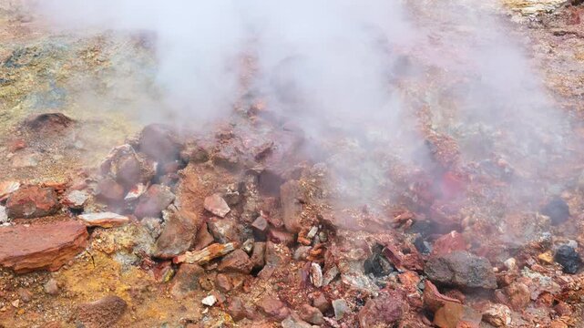Steam coming out a geothermal fumarole in Iceland