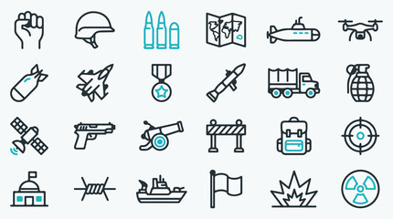 Army and Military Force Line Icons Collection © Mahmudmse