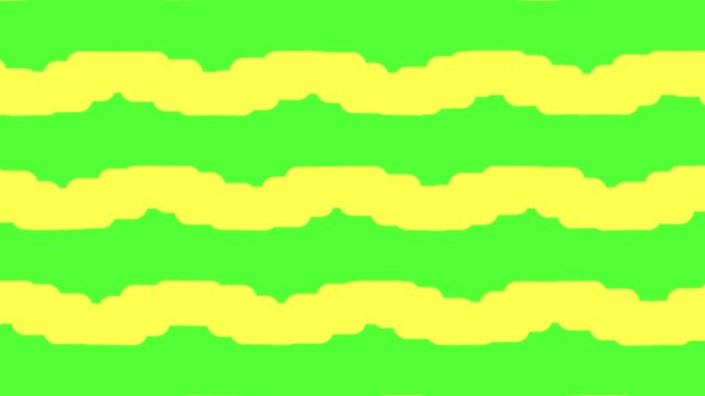 Abstract background with horizontal wavy yellow lines on a bright green texture 4K Motion video