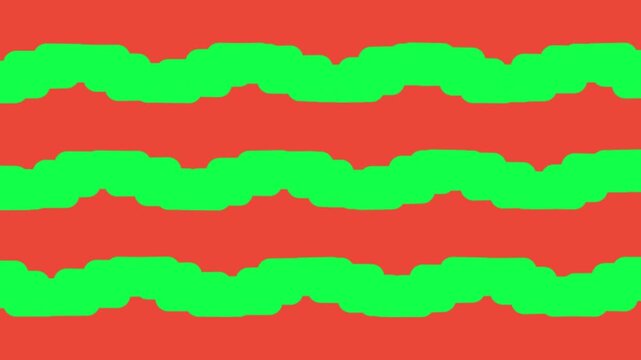 Abstract wavy lines pattern with green brush strokes on a bright orange background 4K Motion video
