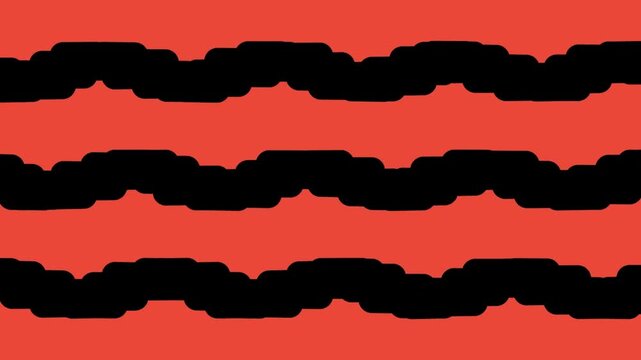 Black wavy stripes pattern on a vibrant orange background 4K Motion video