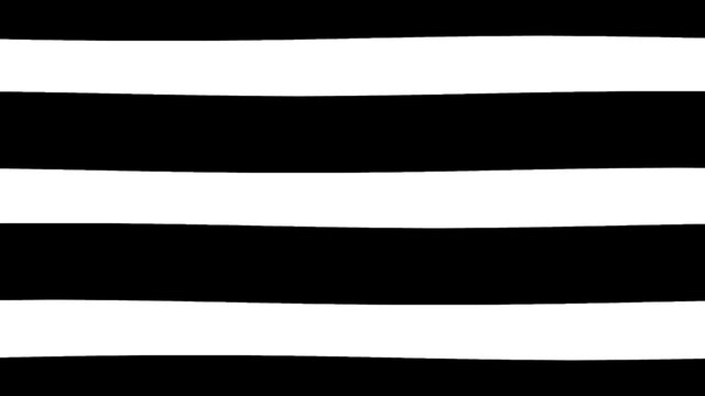 Hand drawn horizontal black and white stripes pattern background 4K Motion video