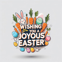Naklejka premium Easter Print Postcard Holiday Inscription lettering Text on Isolated White Background AI Generative
