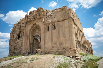 Fototapeta premium St Bartholomeus Church in Baskale Van Turkey Ancient Armenian Church Ruins and Mountain Landscape