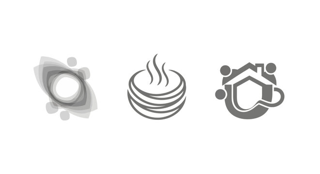Three distinct icons representing technology and connectivity concepts.