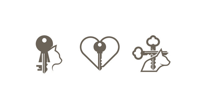 Three decorative keys with heart and cloud shapes.