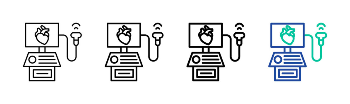 Echocardiogram Icon Collection Different Style Outline