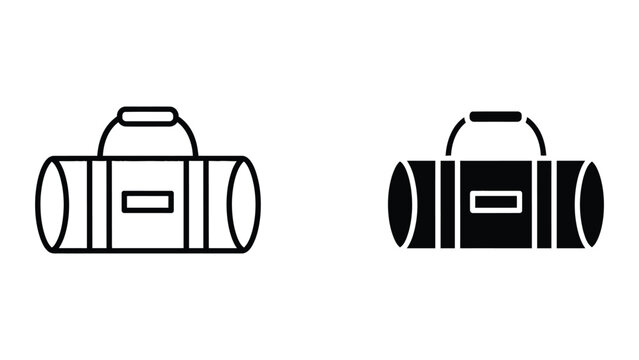 Professional Minimal Vector Icon Duffle bag icon set Editable Stroke, Outline and Solid Style, Black Monochrome, Isolated on White Background
