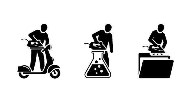 Silhouettes of people in various work and leisure activities.