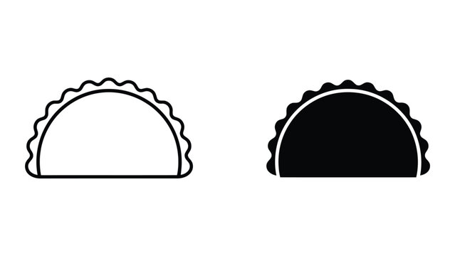 Professional Minimal Vector Icon Empanada pastry food icon set Editable Stroke, Outline and Solid Style, Black Monochrome, Isolated on White Background