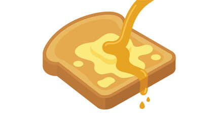 Obraz premium Honey on toast with melting butter vector illustration graphic for food blogging