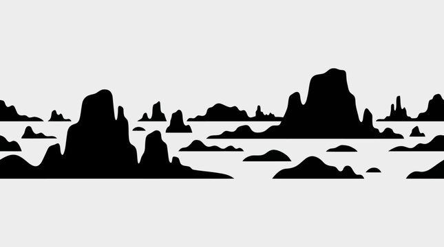 Abstract silhouetted mountain range landscape