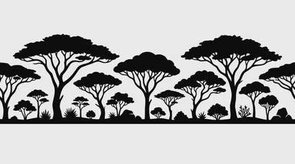 African savanna tree silhouette border © KingShawn