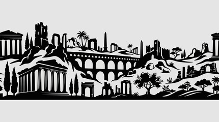 Fototapeta premium Ancient cityscape silhouette