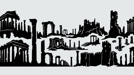 Obraz premium Ancient ruin architecture silhouette