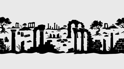 Ancient ruins silhouette landscape © KaskusLabs