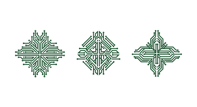 Intricate Green Celtic Knot Designs with Symmetry.