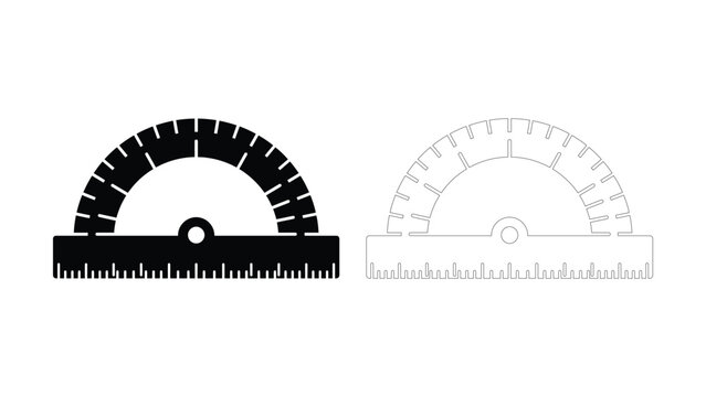 Set of two math protractor tools for geometric measurement and design