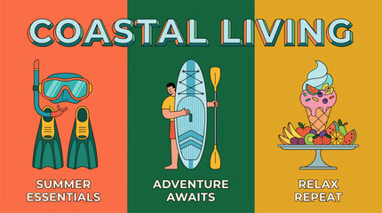 Coastal living lifestyle. Summer vacation design. Tropical holiday elements. © rahel lila