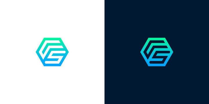 Modern Hexagonal CS Letter Monogram Logo Design for Tech and Digital Identity