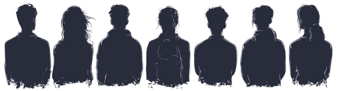 Audience of people from behind. Students are a group of young professionals. Audience, public, auditory, classroom. Crowd of people auditorium, silhouette vector