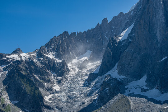 Glaciers des DrusChamonix, Massif du Mont-Blanc, Haute-Savoie, France, Europe