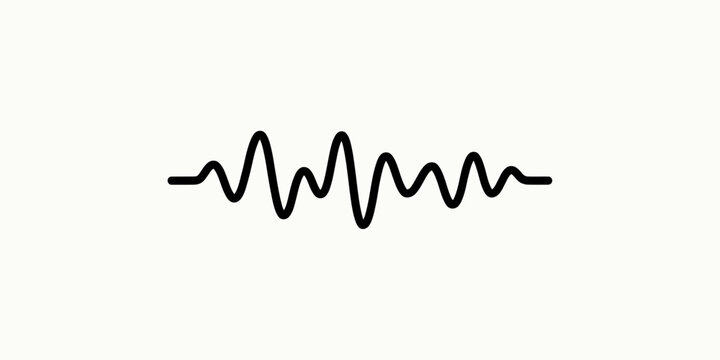 Simple black sine wave illustration representing sound vibration and electronic audio signal