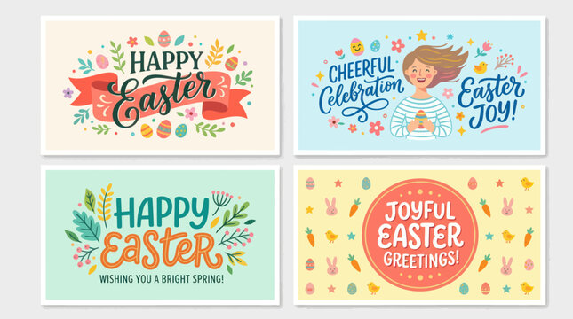 Happy easter greeting cards collection