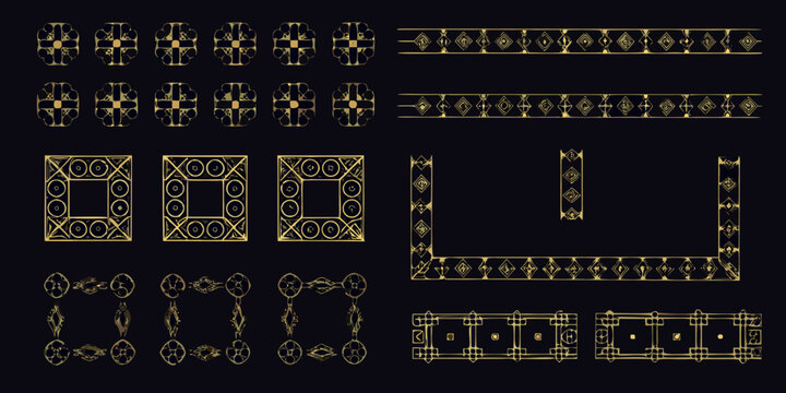 art deco borders and dividers vector ornamental