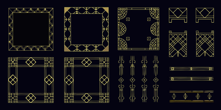art deco borders and dividers vector ornament
