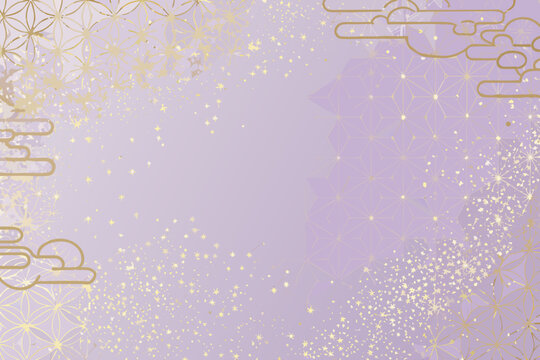 japanese traditional pattern on lavender background gold