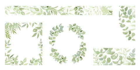 eucalyptus leaf frame watercolor green botanical nature © Aduri