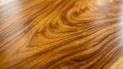 Fototapeta premium Close up view of natural teak wood texture with golden brown grain patterns in a smooth finish