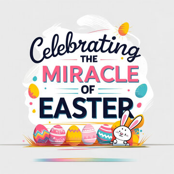 Easter Print Postcard Holiday Inscription lettering Text on Isolated White Background AI Generative