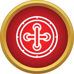 Fototapeta premium Round shield with central boss providing protection, safety, and defense emblem
