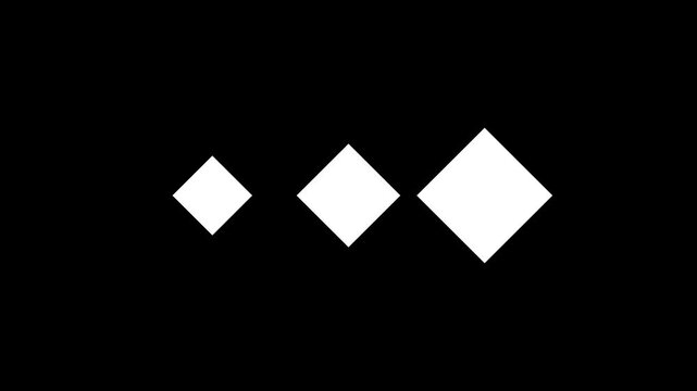 Dynamic progression of minimalist geometric diamond shapes against a stark black backdrop, creating a modern abstract design with a sense of growth