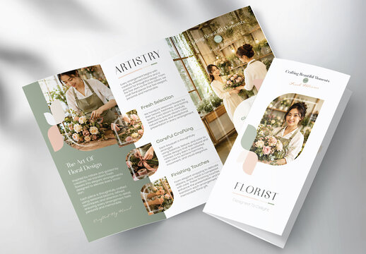 Minimal Flower Shop Trifold Brochure Print
