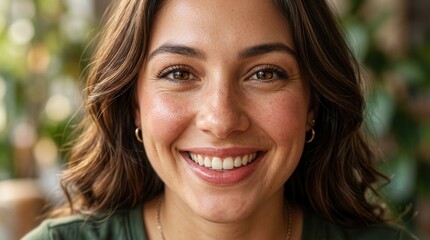 Obraz premium Smiling young woman portrait close up