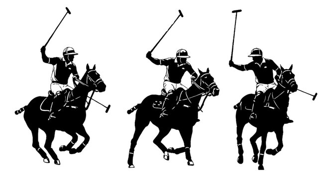 Polo players riding horses during a match.