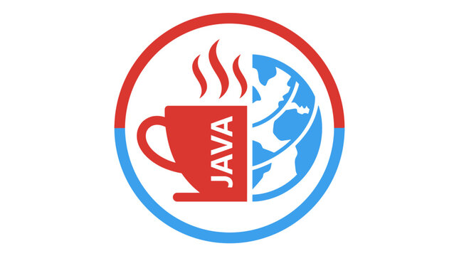 Java Programming Language Logo Concept - Coffee Cup and Globe
