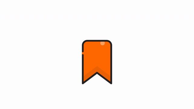 Orange bookmark icon ideal for digital designs, websites, and apps, featuring clean, bold, flat illustration with a simple shape.