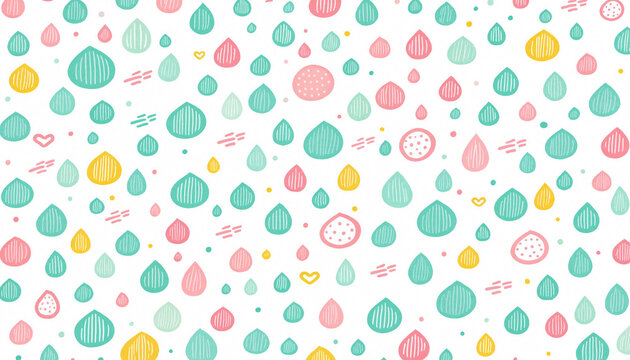 Drizzling Doodle Raindrops Pattern Abstract Loop Seamless Background