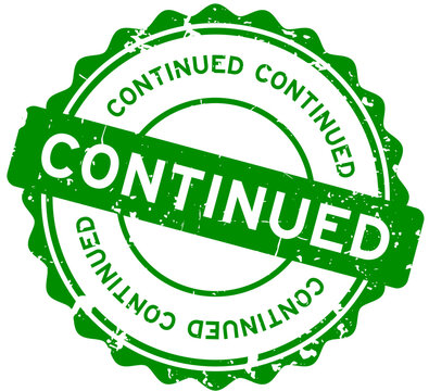 Grunge green continued word round rubber seal stamp on white background