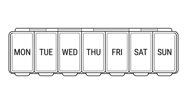 Weekly Pill Organizer Outline Vector