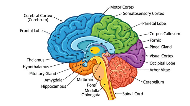 Human Brain Anatomy Infographic Vector